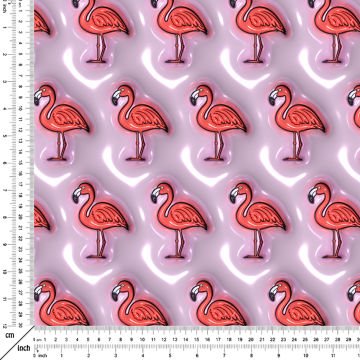 Lila Zeminli Flamingo Desenli Dijital Baskı Kumaş