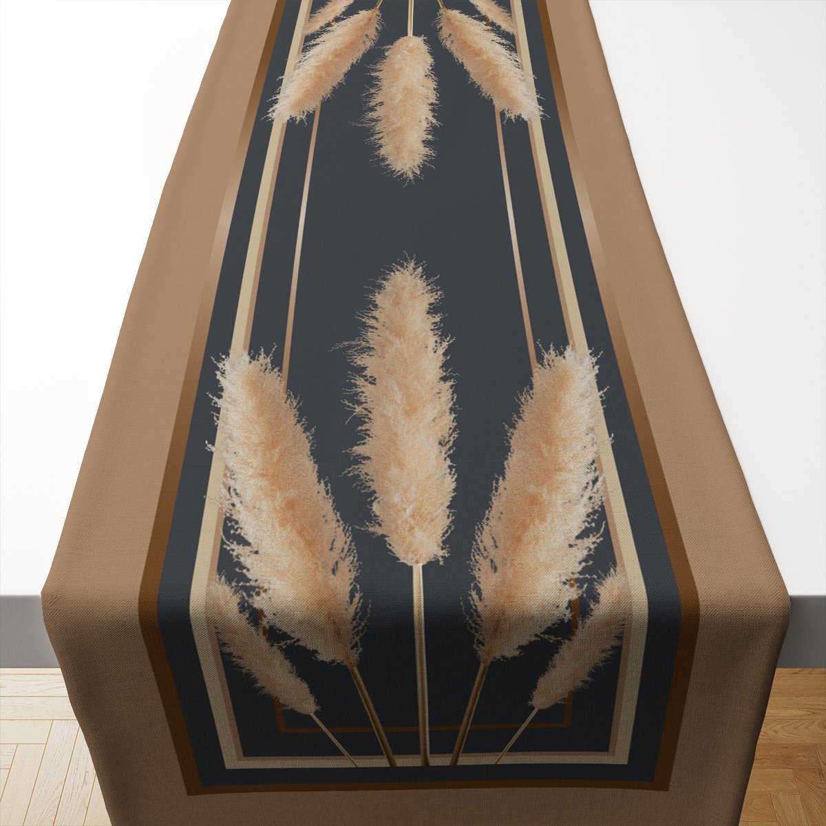 Pampas Çiçekli Desen Runner Dikilmemiş