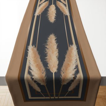 Pampas Çiçekli Desen Runner Dikilmemiş