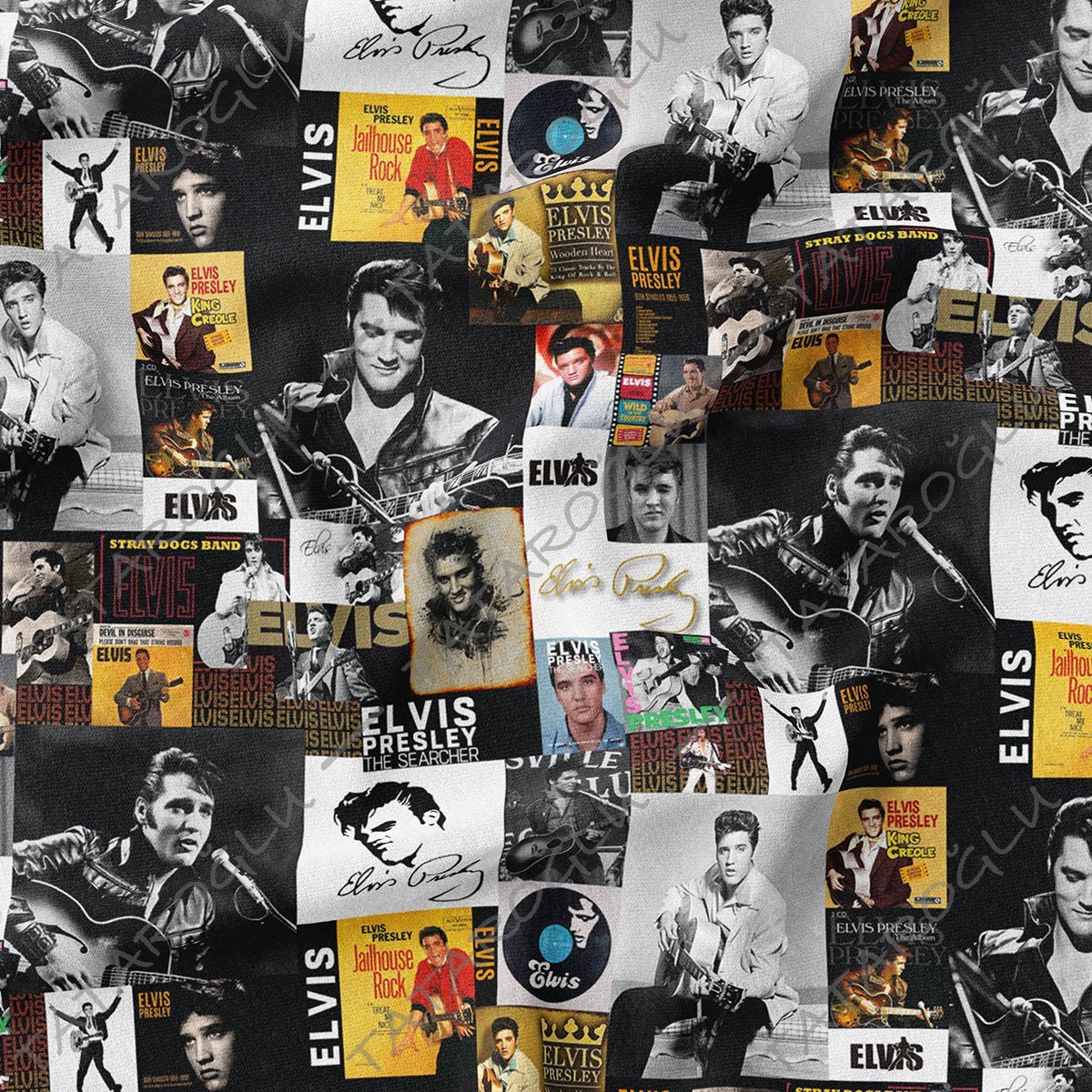 Patchwork Elvis Presley Posterli Dijital Baskılı Kumaş(SONBAHAR İNDİRİMİ)