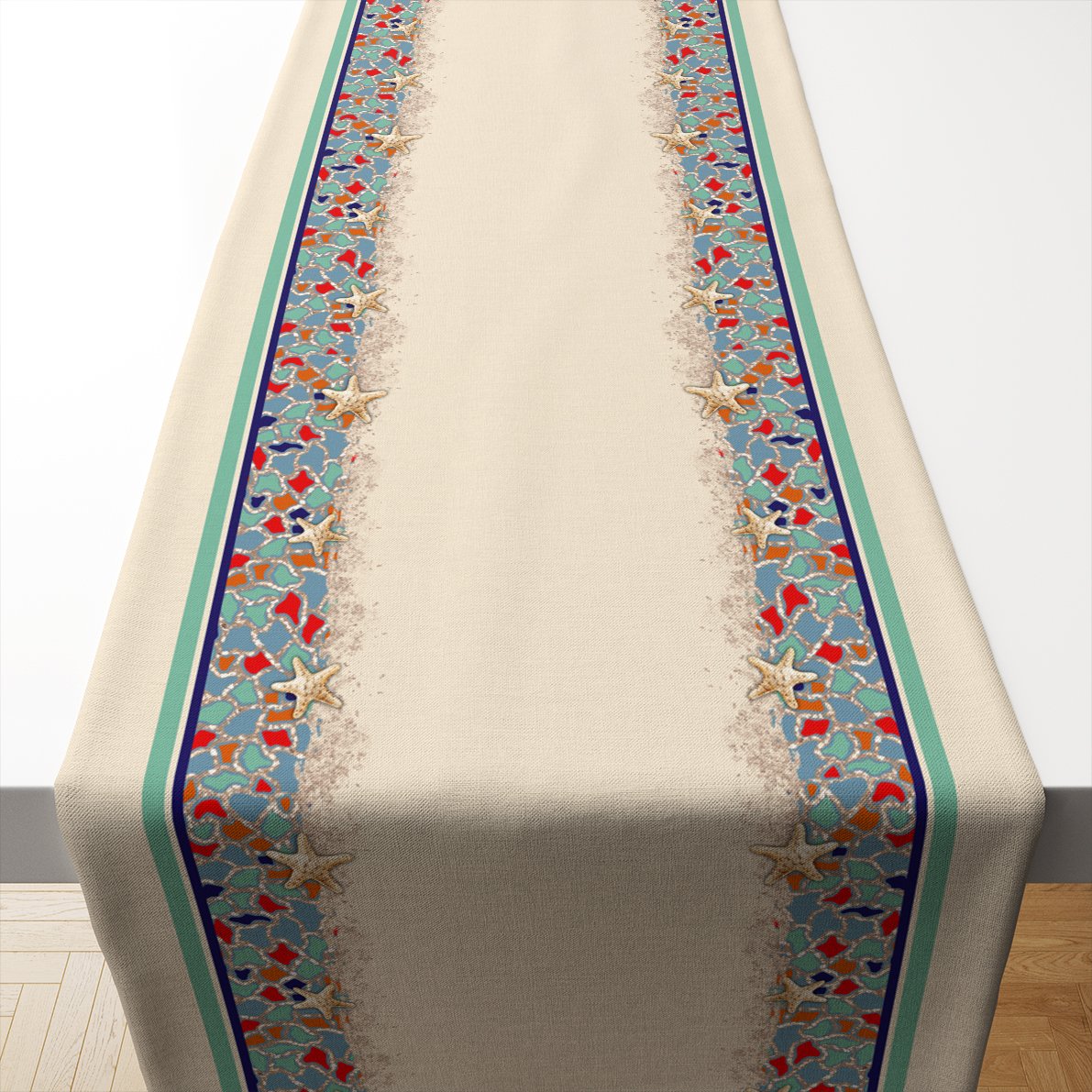 Deniz Midyeli Runner Dikilmemiş Panel Kumaş