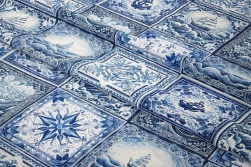 Yaz Koleksiyonu-Vintage Deniz Patchwork Çok Amaçlı Dekoratif Dijital Baskı Kumaş