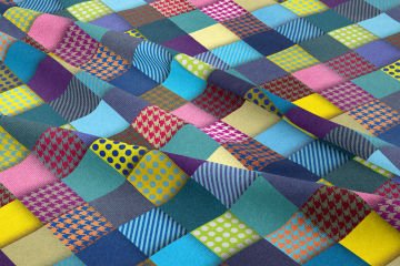 Renkli Çizgili Yuvarlak Geometrik Desenli Dijital Baskılı Kumaş
