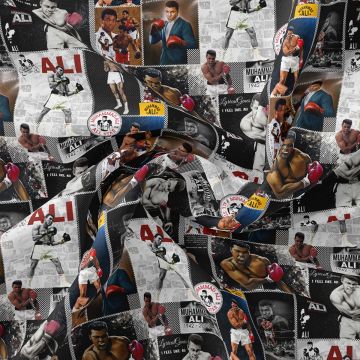 Muhammed Ali Fotoğraflarından Oluşan Patchwork Desenli Kumaş(SONBAHAR İNDİRİMİ)