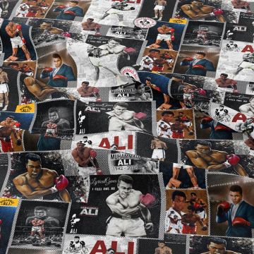 Muhammed Ali Fotoğraflarından Oluşan Patchwork Desenli Kumaş(SONBAHAR İNDİRİMİ)