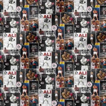 Muhammed Ali Fotoğraflarından Oluşan Patchwork Desenli Kumaş(SONBAHAR İNDİRİMİ)