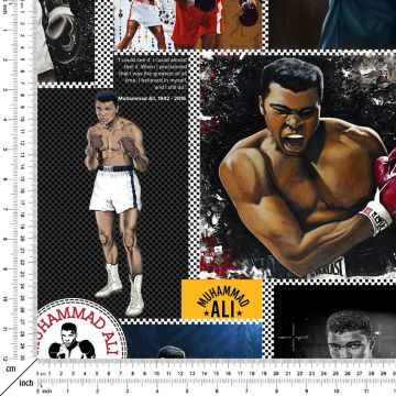 Muhammed Ali Fotoğraflarından Oluşan Patchwork Desenli Kumaş(SONBAHAR İNDİRİMİ)