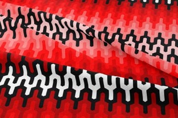 Kırmızı Pembe Siyah Petek Dokulu Geometrik Desenli Dijital Baskılı Kumaş