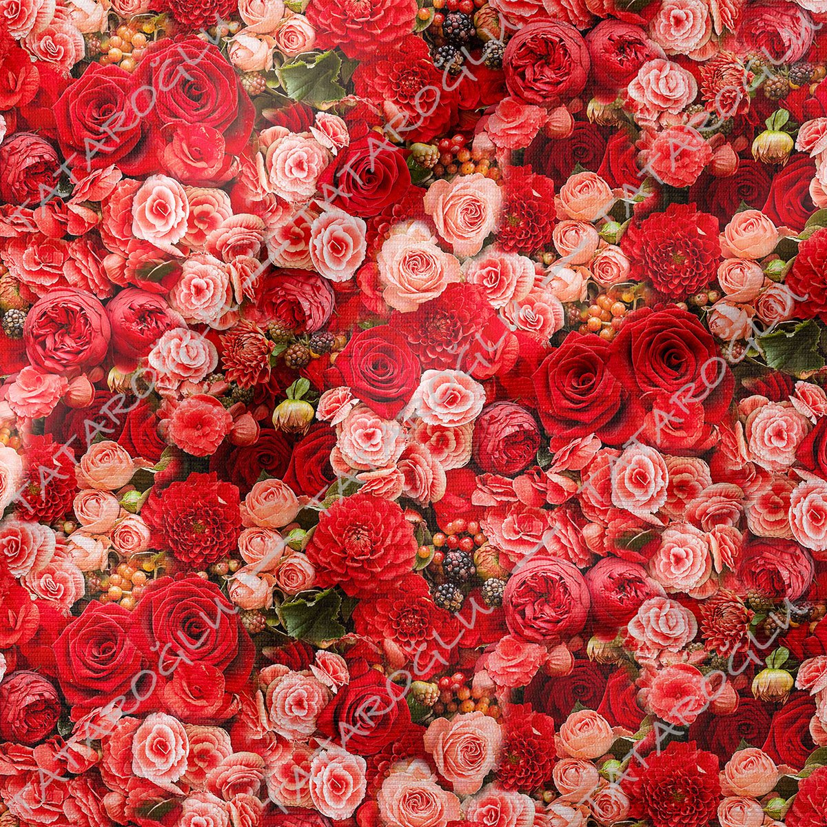 Sevgililer Günü Koleksiyonu-Kırmızı Gül Desenli Dijital Baskılı Kumaş