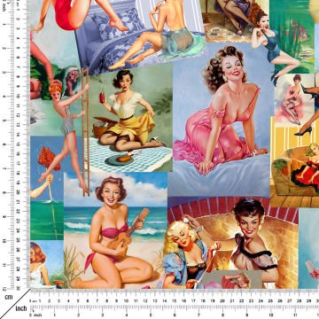 Pin Up Girl Desenli Kumaş