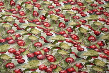 Kiraz Desenli Dijital Baskılı Dekoratif Polyester Kumaş