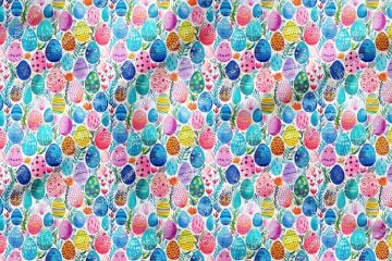 Happy Easter / Paskalya Renkli Yumurtalar Çok Amaçlı Dekoratif Tasarım Dijital Baskı Kumaş