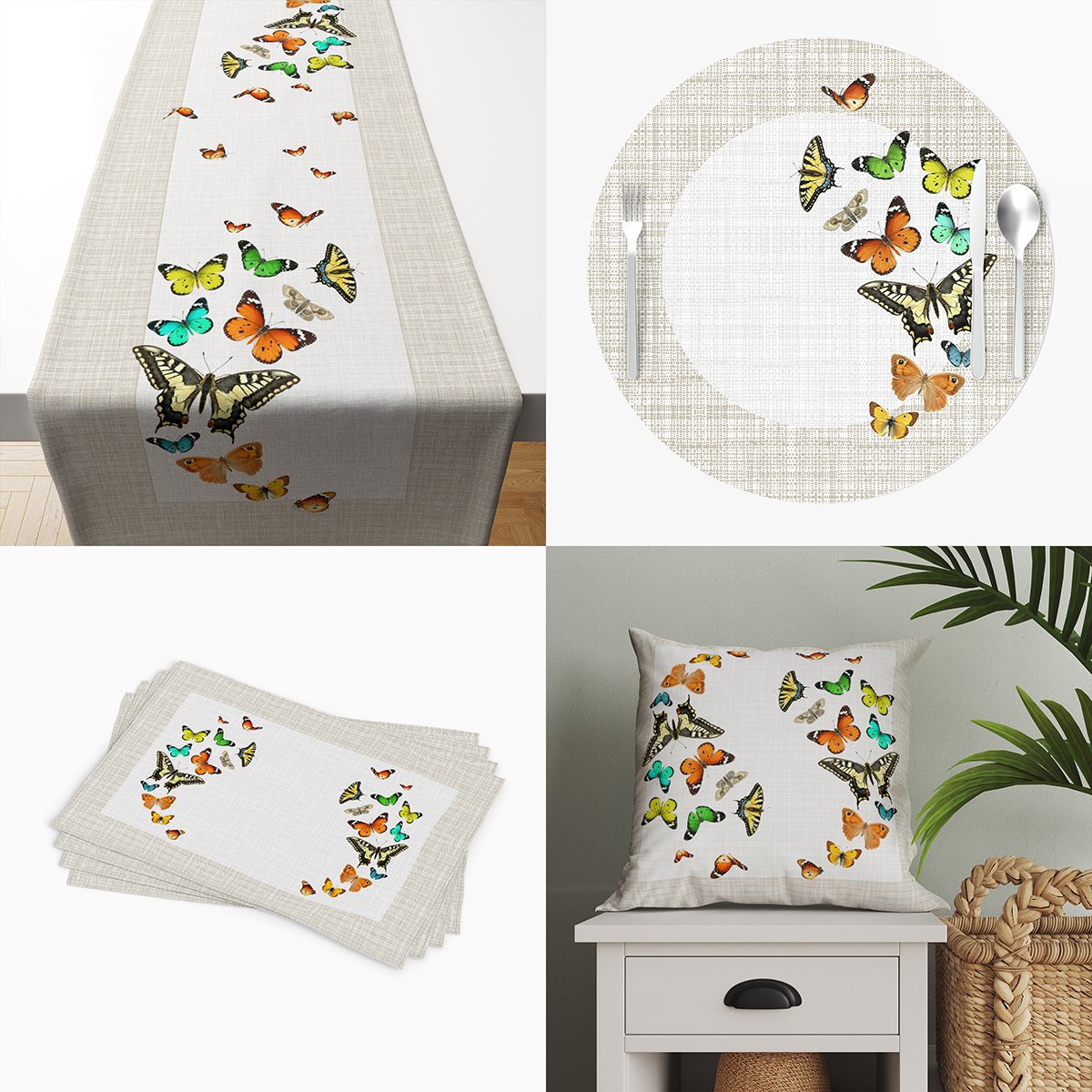 Butterflies with Linen Effect Background