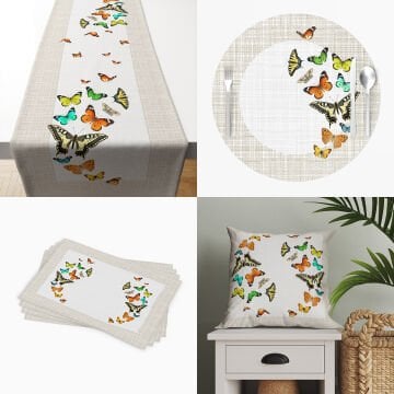 Butterflies with Linen Effect Background