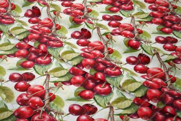 Kiraz Desenli Dijital Baskılı Dekoratif Polyester Kumaş