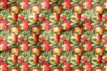 Elma Desenli Dijital Baskılı Dekoratif Polyester Kumaş
