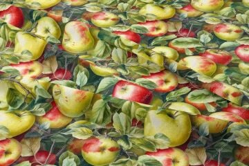 Elma Desenli Dijital Baskılı Dekoratif Polyester Kumaş