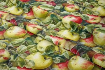 Elma Desenli Dijital Baskılı Dekoratif Polyester Kumaş
