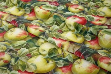 Elma Desenli Dijital Baskılı Dekoratif Polyester Kumaş