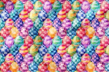 Happy Easter / Paskalya 3D Renkli Yumurtalar Çok Amaçlı Dekoratif Tasarım Dijital Baskı Kumaş