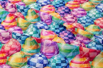 Happy Easter / Paskalya 3D Renkli Yumurtalar Çok Amaçlı Dekoratif Tasarım Dijital Baskı Kumaş