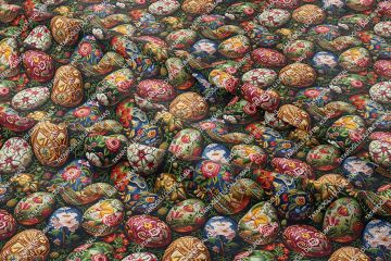 Happy Easter / Paskalya 3D Renkli Yumurtalar Çok Amaçlı Dekoratif Tasarım Dijital Baskı Kumaş