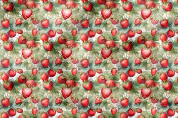 Çilek Desenli Dijital Baskılı Dekoratif Polyester Kumaş