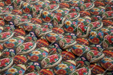 Happy Easter / Paskalya 3D Renkli Nakışlı İşlemeli Yumurtalar Çok Amaçlı Dekoratif Tasarım Dijital Baskı Kumaş