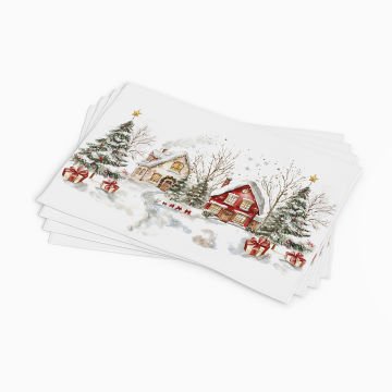 Yılbaşı Koleksiyonu - Yılbaşı Amerikan Servisi 3'lü set Dikilmemiş Panel Kumaş