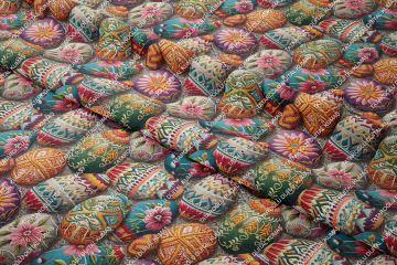 Happy Easter / Paskalya 3D Renkli Nakışlı İşlemeli Yumurtalar Çok Amaçlı Dekoratif Tasarım Dijital Baskı Kumaş