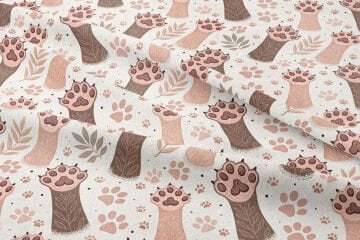 Pati Desenli Dijital Baskı Kumaş – Sevimli Kedi Pençesi Temalı Dekoratif Kumaş