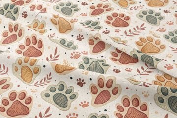 Pati Desenli Dijital Baskı Kumaş – Sevimli Kedi Pençesi Temalı Dekoratif Kumaş