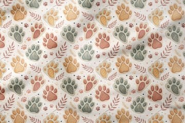 Pati Desenli Dijital Baskı Kumaş – Sevimli Kedi Pençesi Temalı Dekoratif Kumaş