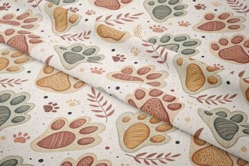 Pati Desenli Dijital Baskı Kumaş – Sevimli Kedi Pençesi Temalı Dekoratif Kumaş