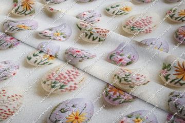 Happy Easter / Paskalya 3D Renkli Çiçekli Nakışlı Yumurtalar Çok Amaçlı Dekoratif Tasarım Dijital Baskı Kumaş