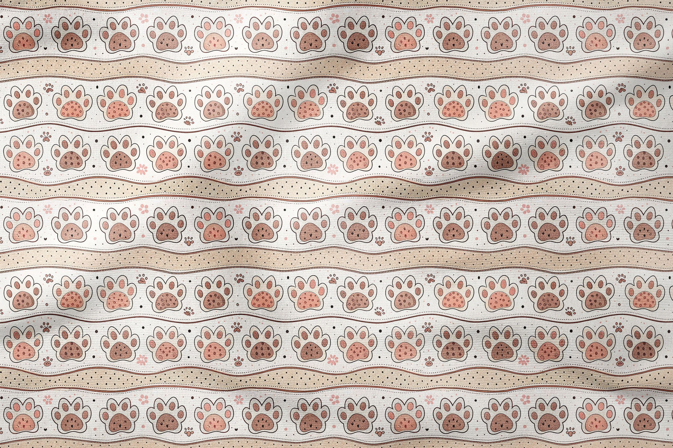 Pati Desenli Dijital Baskı Kumaş – Sevimli Kedi Pençesi Temalı Dekoratif Kumaş