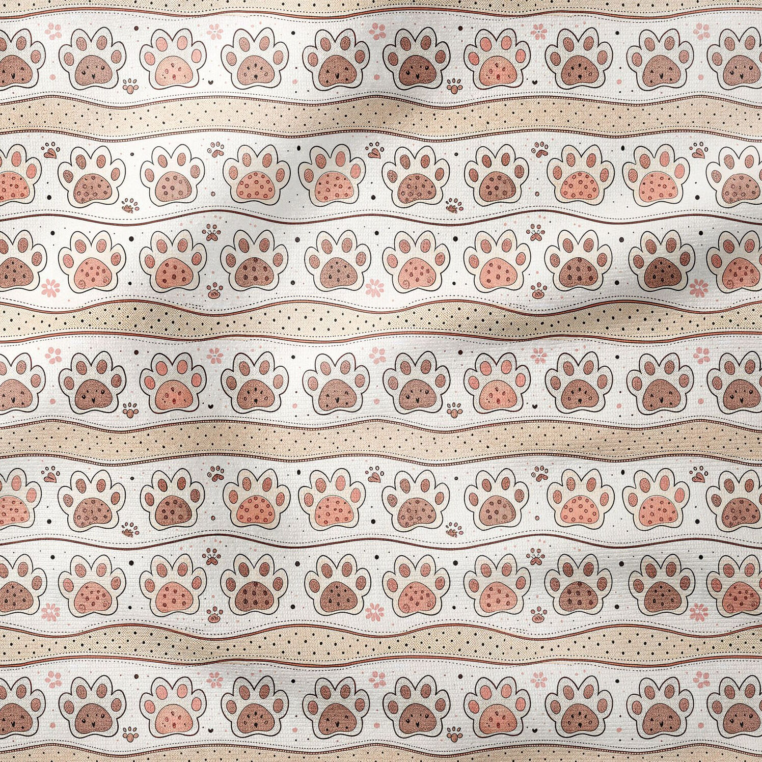 Pati Desenli Dijital Baskı Kumaş – Sevimli Kedi Pençesi Temalı Dekoratif Kumaş