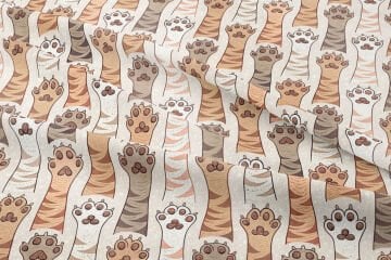 Pati Desenli Dijital Baskı Kumaş – Sevimli Kedi Pençesi Temalı Dekoratif Kumaş
