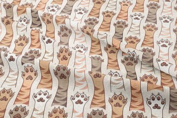 Pati Desenli Dijital Baskı Kumaş – Sevimli Kedi Pençesi Temalı Dekoratif Kumaş