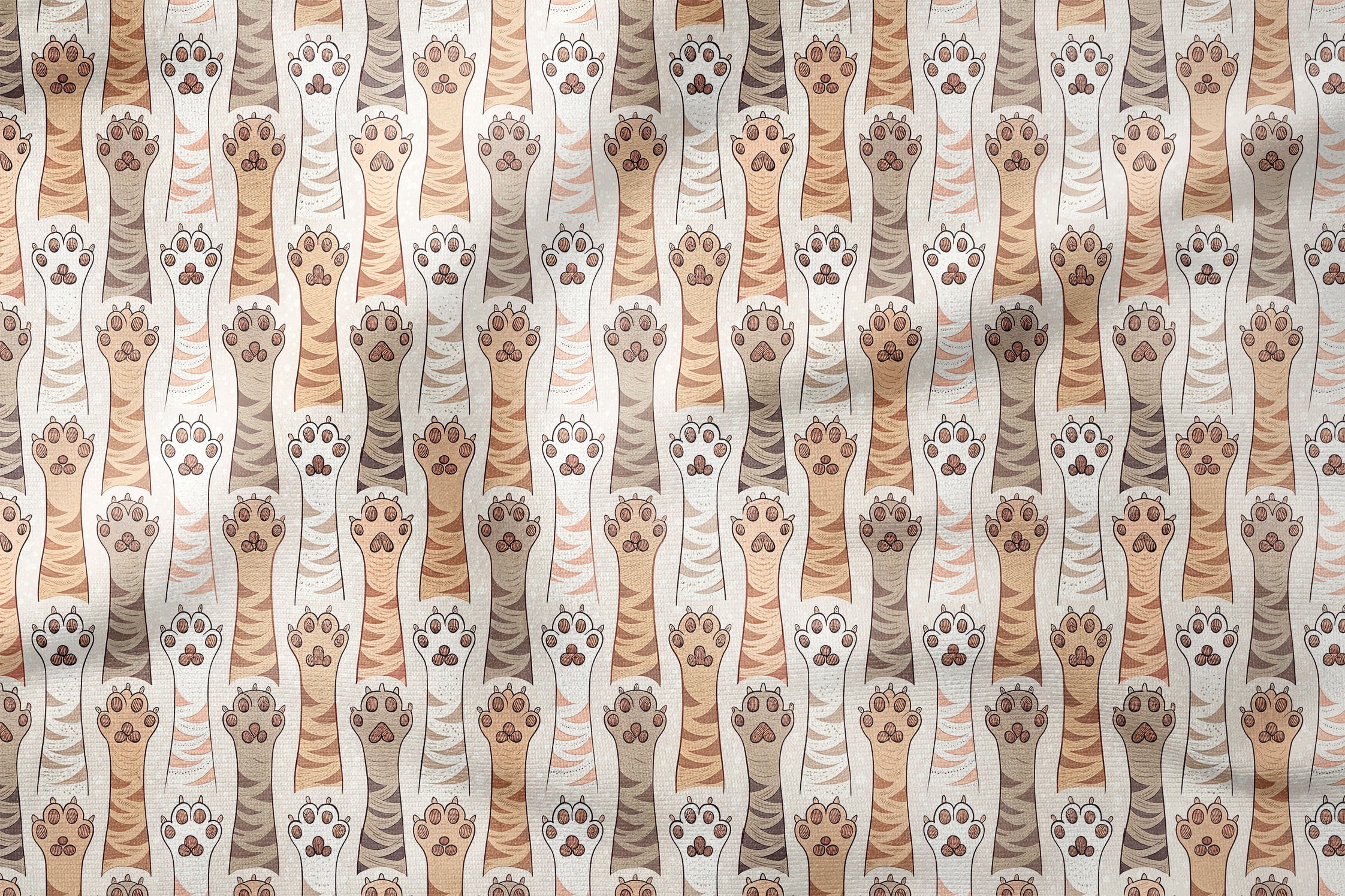 Pati Desenli Dijital Baskı Kumaş – Sevimli Kedi Pençesi Temalı Dekoratif Kumaş