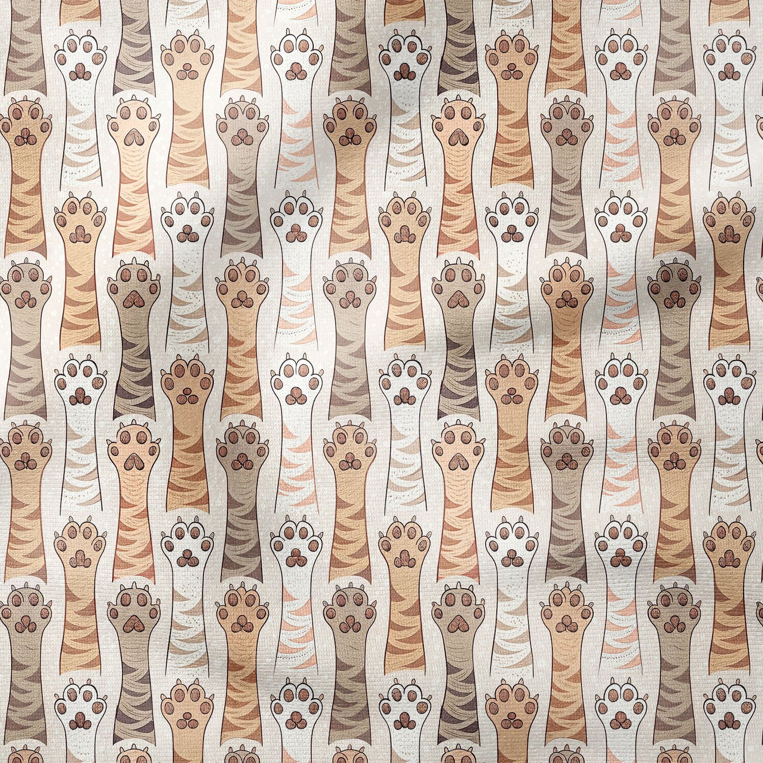 Pati Desenli Dijital Baskı Kumaş – Sevimli Kedi Pençesi Temalı Dekoratif Kumaş