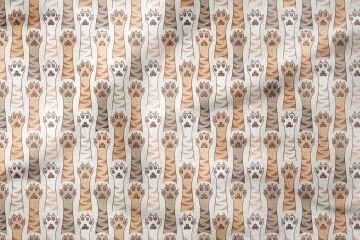 Pati Desenli Dijital Baskı Kumaş – Sevimli Kedi Pençesi Temalı Dekoratif Kumaş