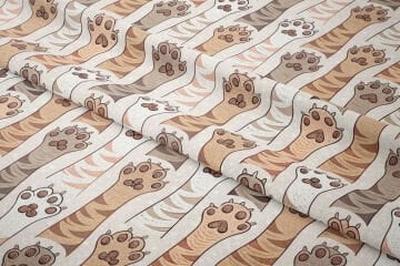 Pati Desenli Dijital Baskı Kumaş – Sevimli Kedi Pençesi Temalı Dekoratif Kumaş