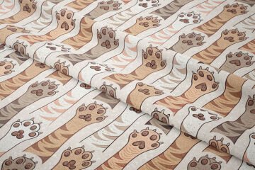Pati Desenli Dijital Baskı Kumaş – Sevimli Kedi Pençesi Temalı Dekoratif Kumaş