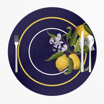 Çizgiler Aransında Limon Dalları Supla 3'lü Set Dikilmemiş