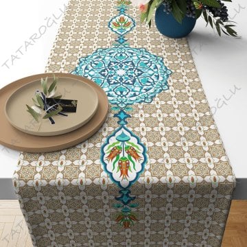 50 cm'lik Runner Osmanlı Motif Desenli Kumaş