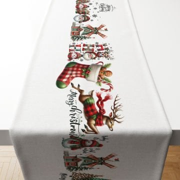 Yılbaşı Koleksiyonu- Yılbaşı Runner Dikişsiz Panel Kumaş