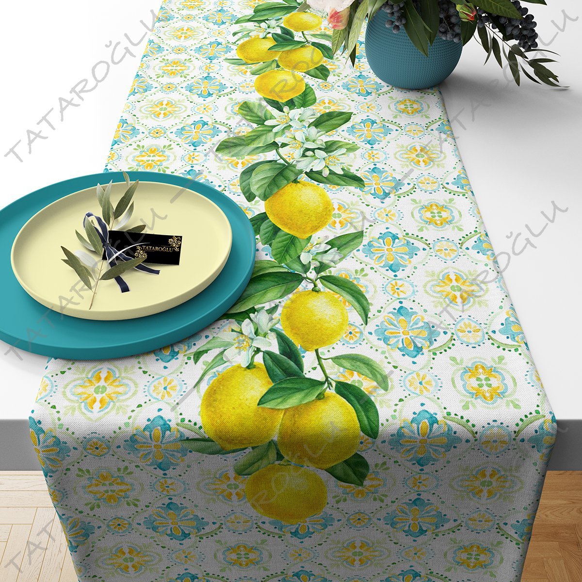 50 cm'lik Runner Etnik Limon Desenli Runner