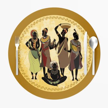 Jüt Efektli Zeminli Afrikalı Kadınlar Supla 3'lü Set Dikilmemiş