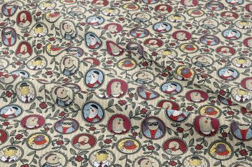 Yılbaşı Koleksiyonu- Winter Wonder Collection, Yılbaşı Vintage Yuvarlak Çerçevelerin İçerisinde Kuş Desenli, Yeşil Yaprak Figürleri ile Bağlanmış Çok Renkli Kumaş(SONBAHAR İNDİRİMİ)